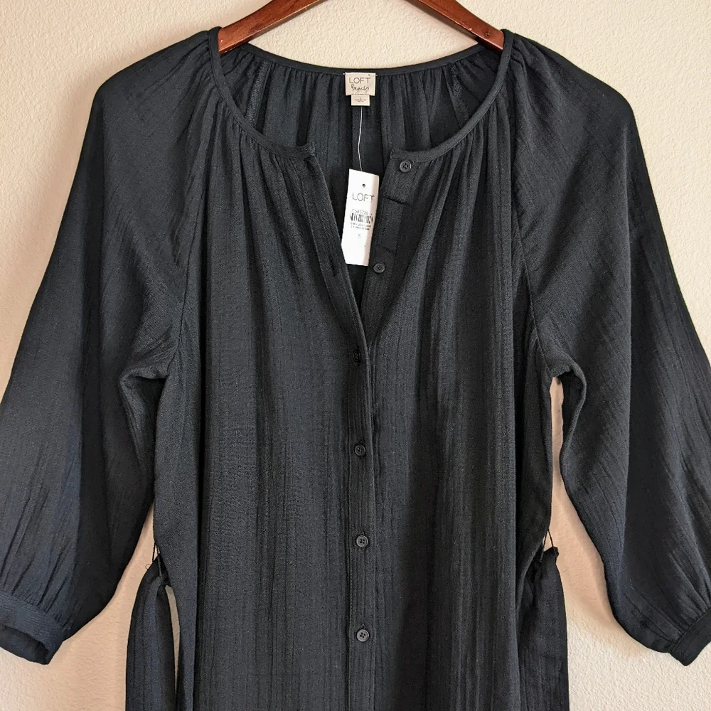 NWT Loft Black Shirt Dress Swim Cover-Up